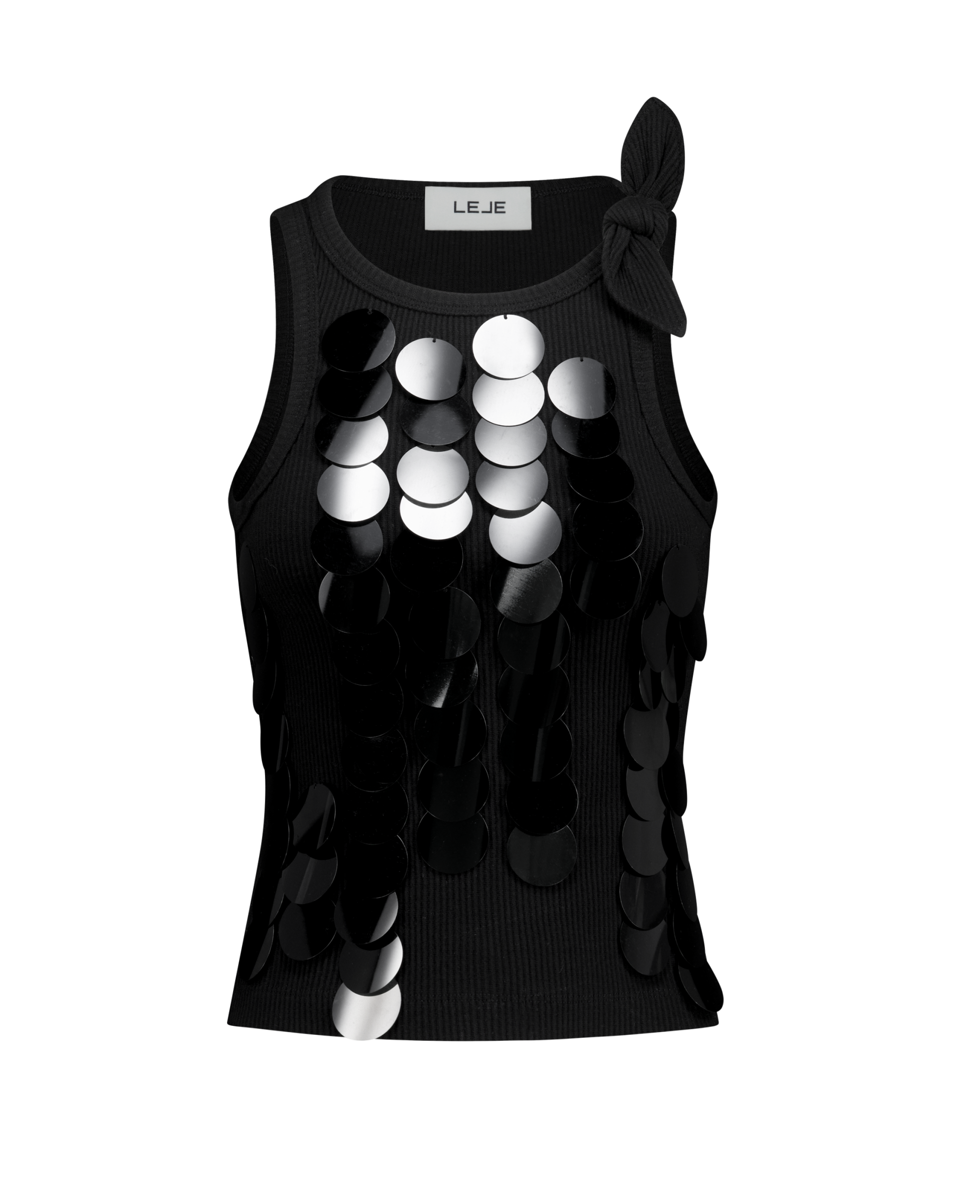 Sequin Embroidered  Knot Tank Top