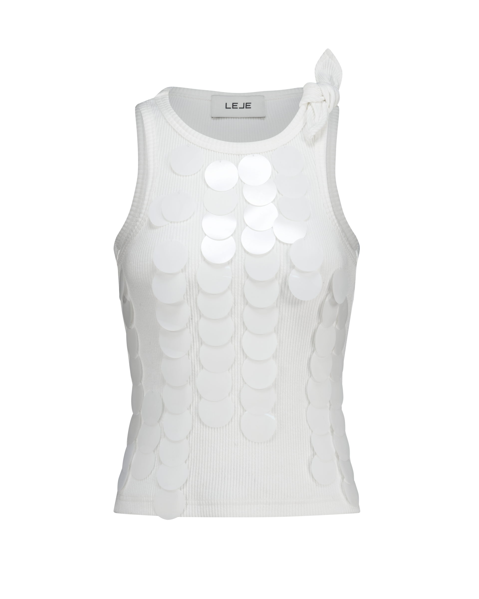 Sequin Embroidered  Knot Tank Top