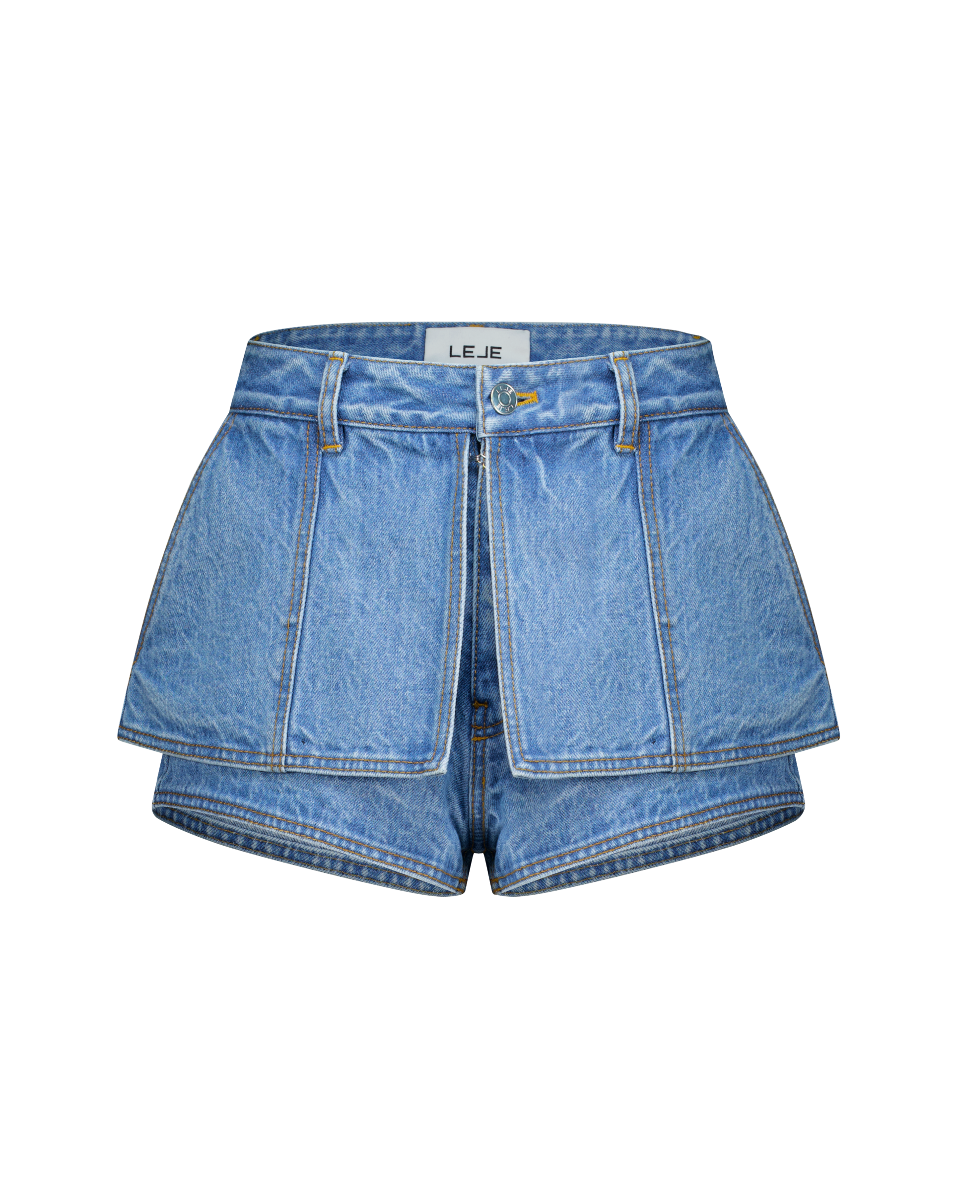 Skirt Overlay Denim Mini Shorts