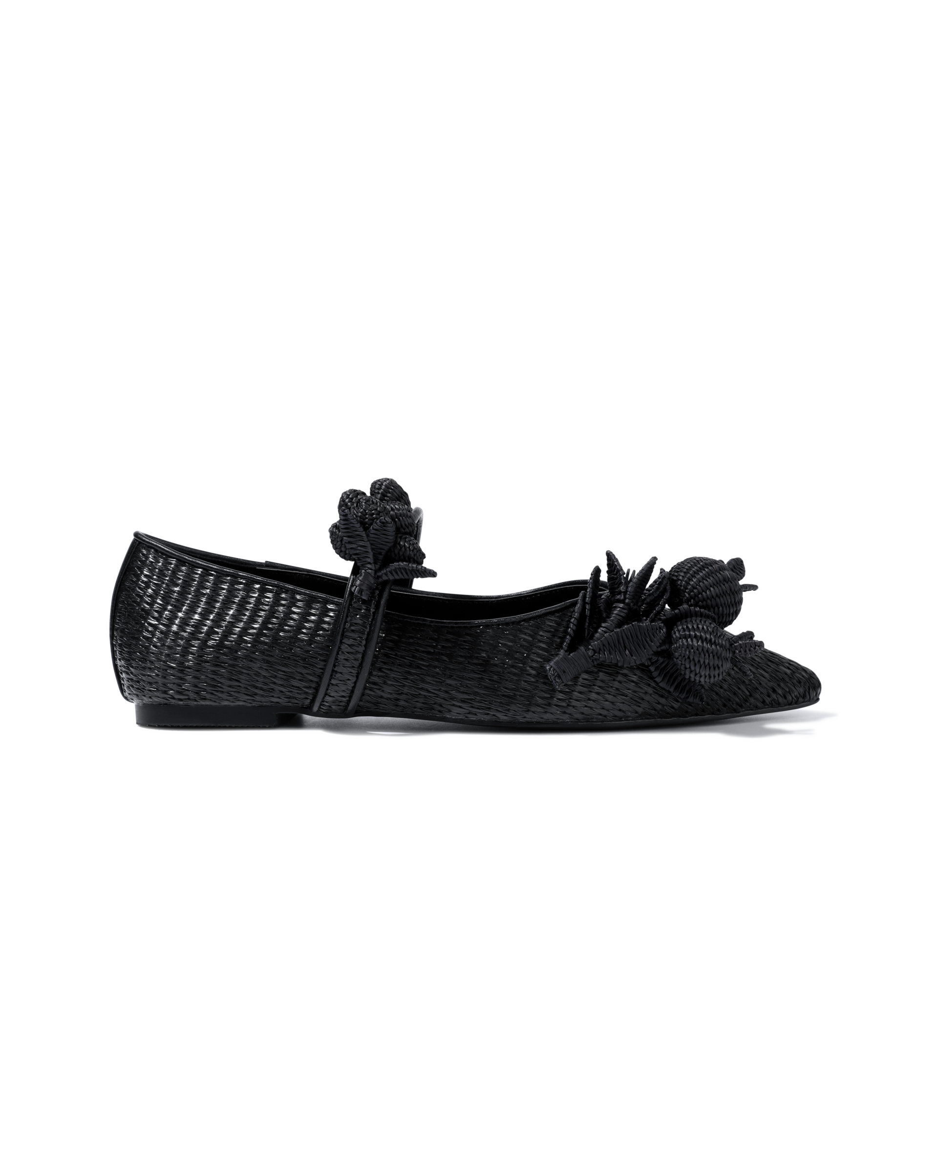 ‘POMEGRANATE’ Raffia Ballet Flats