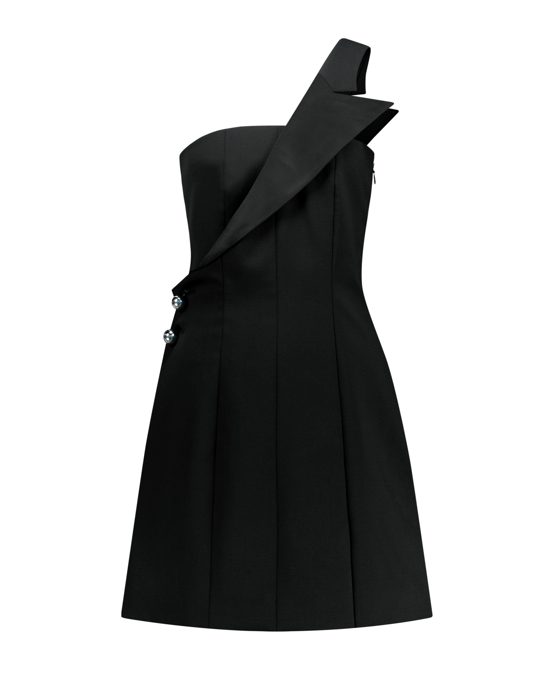 Asymmetric Lapel Mini Dress