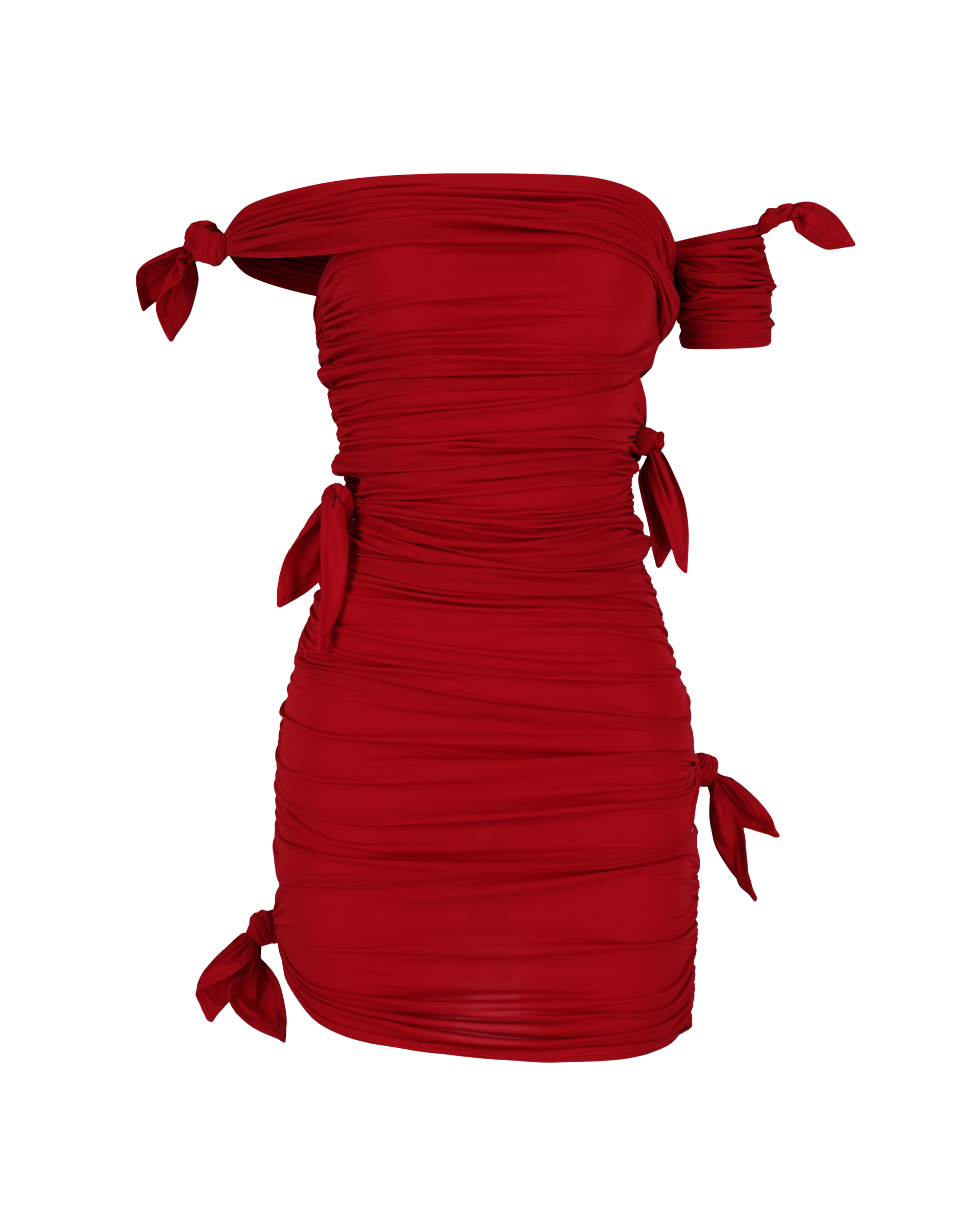 'TARAE' Asymmetric Ruched Mini Dress