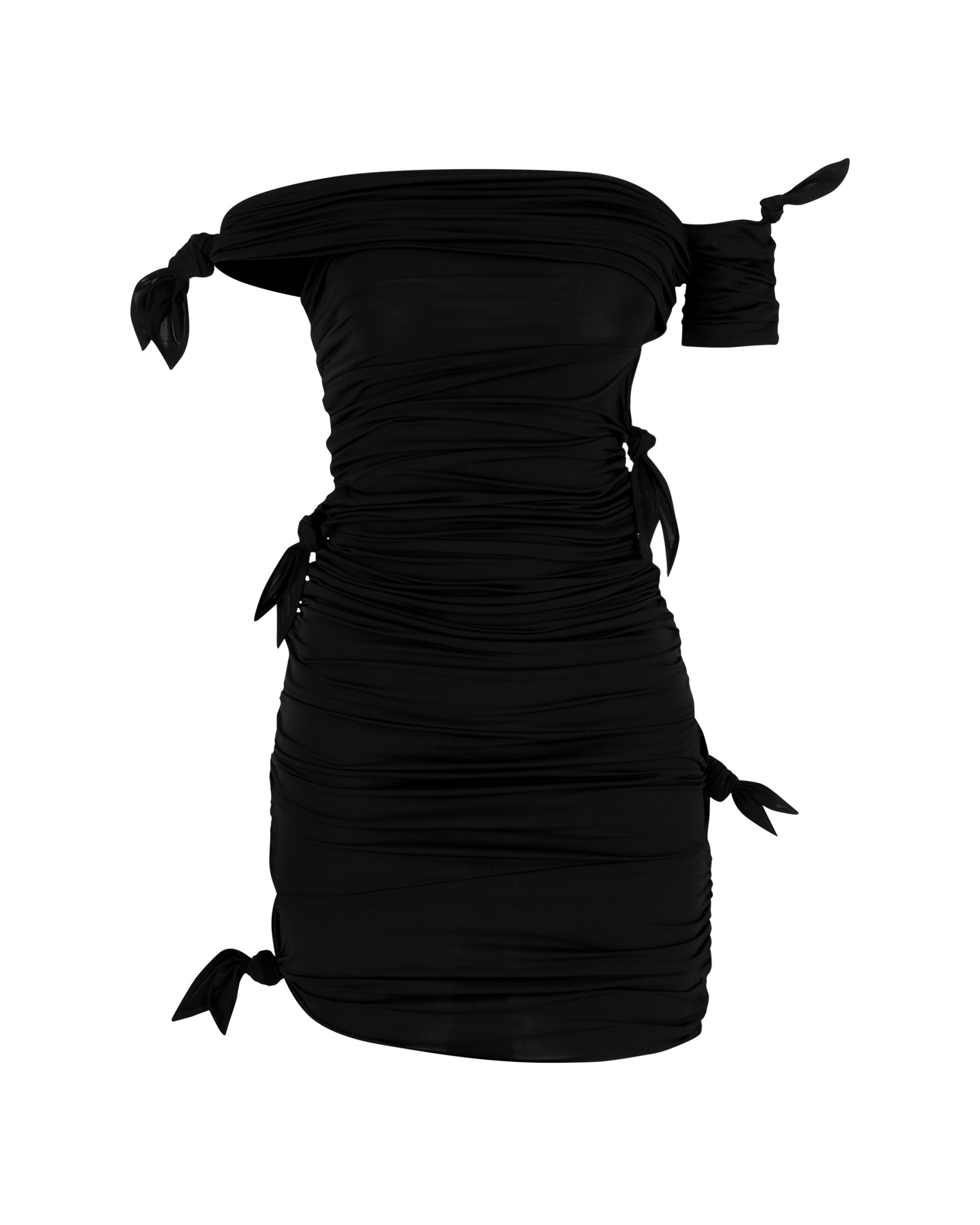 'TARAE' Asymmetric Ruched Mini Dress